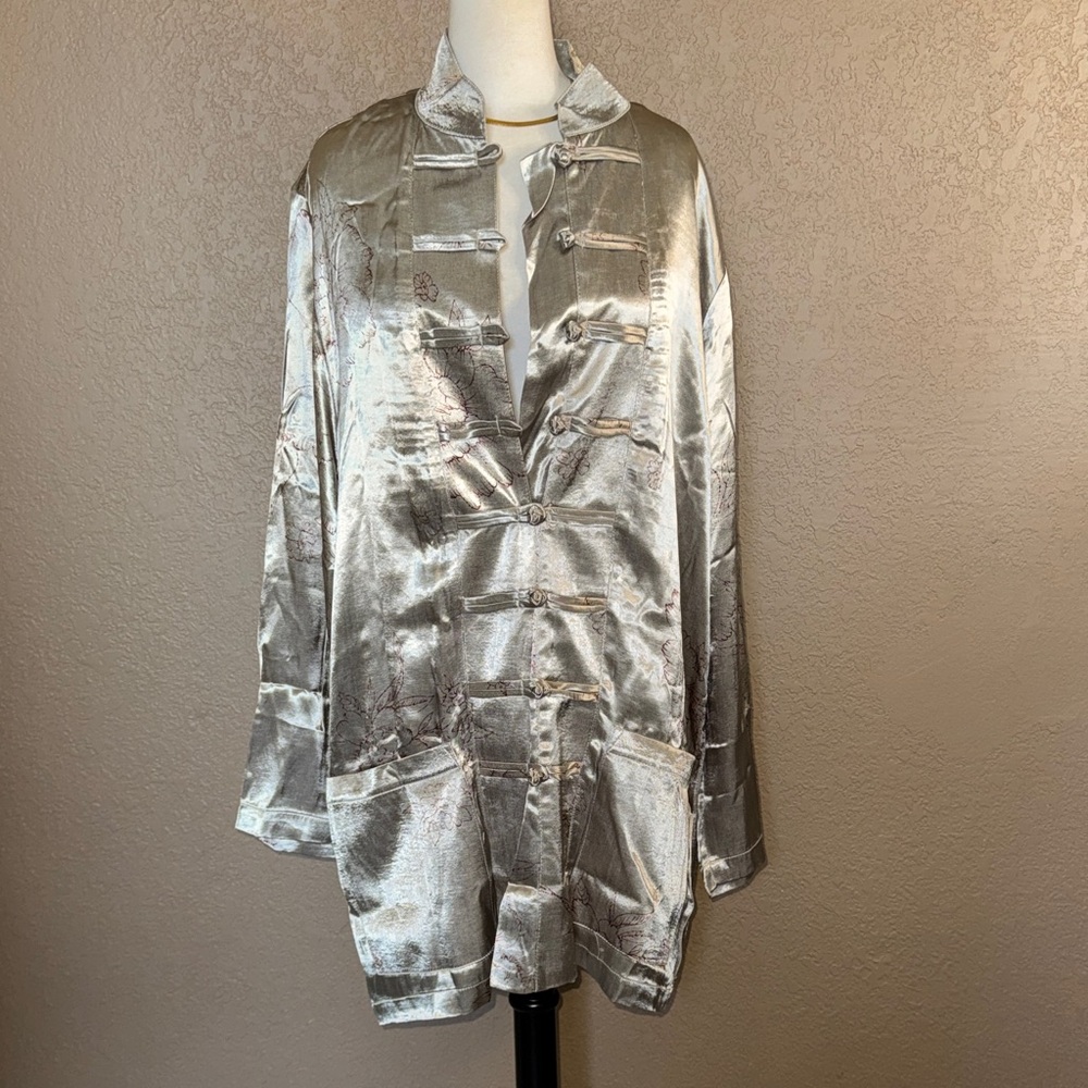 Bonnie Strauss Shimmery Versatile Jacket or Top with Mandarin Collar